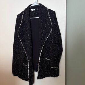 Max Studio Black Tweed Jacket with White Fleck Accents